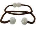2PC Fine Magnetic Pearl Curtain Tieback - Brown
