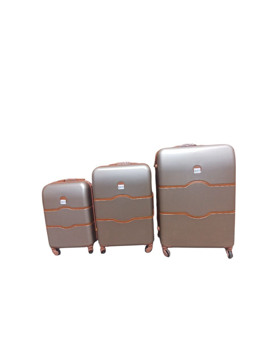 3-Piece Luggage Set Hard Shell Suitcases with Spinner Wheels - Brown