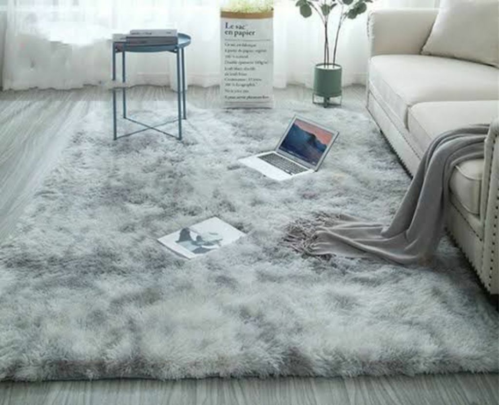 Rugs Shaggy Fluffy Carpets - Light grey