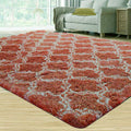 200cm x 150cm Geometric Shaggy Plush Carpet - Fluffy Two Tone - Brown