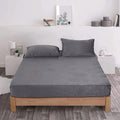 3 Piece Warm Soft Velvet Fitted Sheet King size - Dark Grey