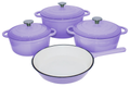 7-Piece Premium White Ceramic Cast Iron Dutch Oven & Cookware Set - Purple