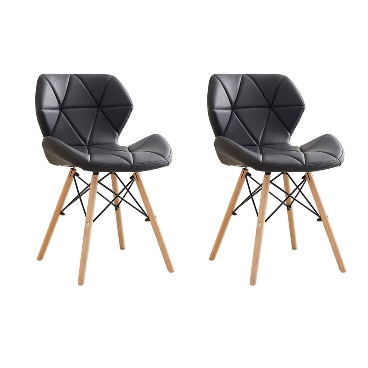 2 Piece Of Multifunctional Scandinavian Butterfly Design Ergonomic Chair Set - Black