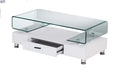Tempered Glass Top Coffee Table, White Base