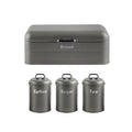 Gold Handle Bread Bin And Canister Set - Grey