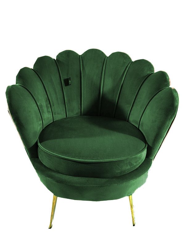 Tulip Sofa Chair Gold Legs - Emerald Green
