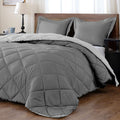 Reversible 5 Piece Comforter set Charcoal and Grey - Queen