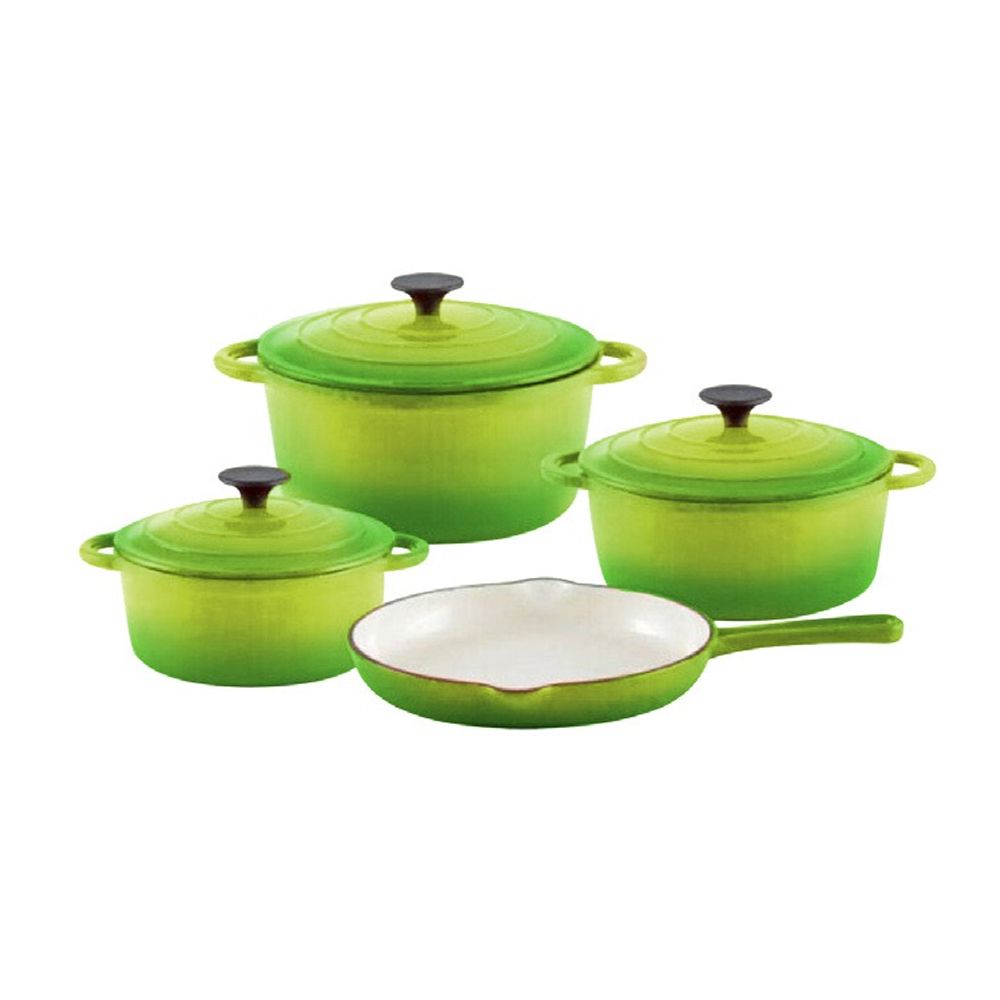 Totally Home  Cast Iron 7 Piece Cookware Set - Green