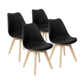 Set of 4 Padded Seat Wooden Leg Dining Chair