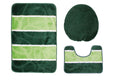 White Striped 3 Piece Non-Slip Turkish Toilet Cover & Mat Set D.GRN/L.GRN