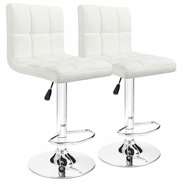 Bar Stools / Kitchen Breakfast Chairs - Set of 2 - White
