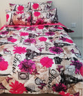 5 Piece Quilted Comforter Pink Paris Set - Double