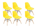 Wooden Leg Dining Chairs - Six Pack - Yellow Colour - Yellow