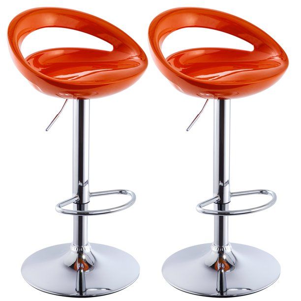 Bar Stools / Kitchen Counter Breakfast Chairs ��� 2 Pack - Orange