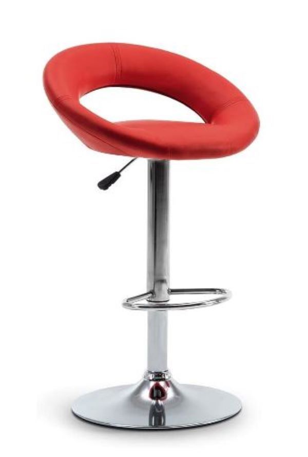 Faux Leather Swivel Bar Stool Red