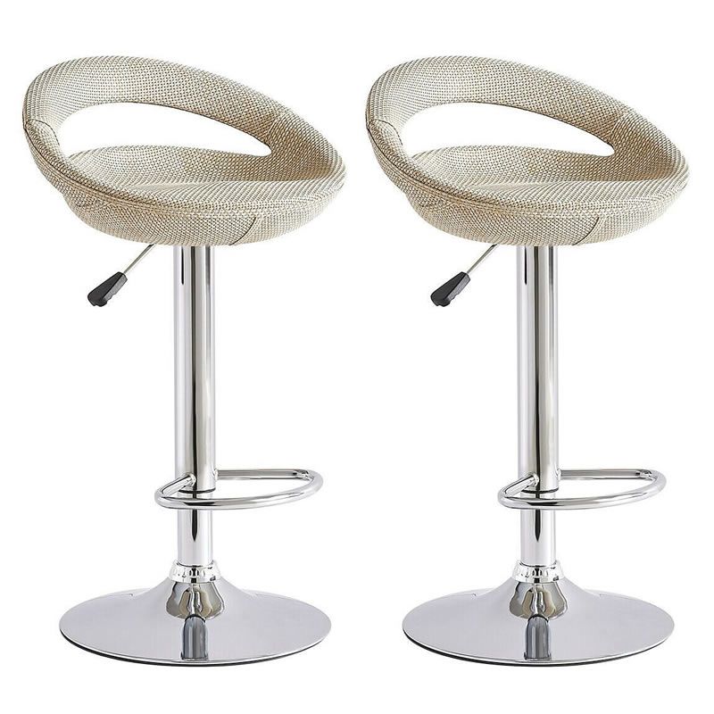 A set of Two Rattan Wicker Home Bar Stools - Cream White
