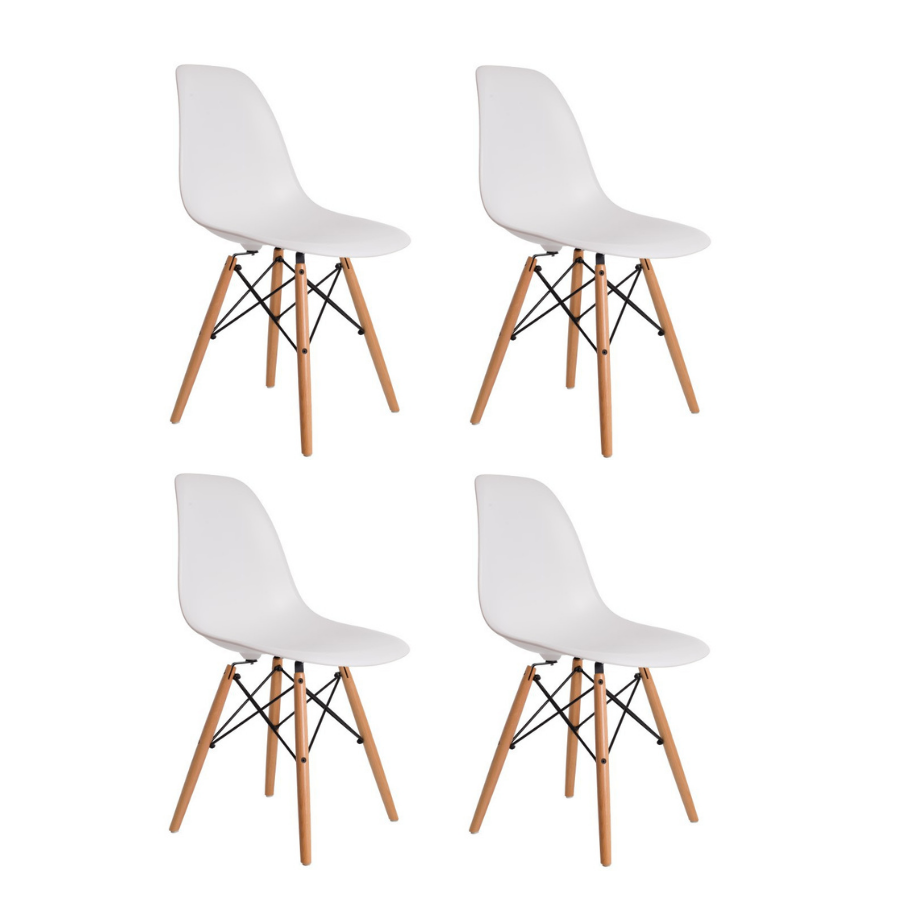 Set Of 4 Nordic Style Modern Chair - White