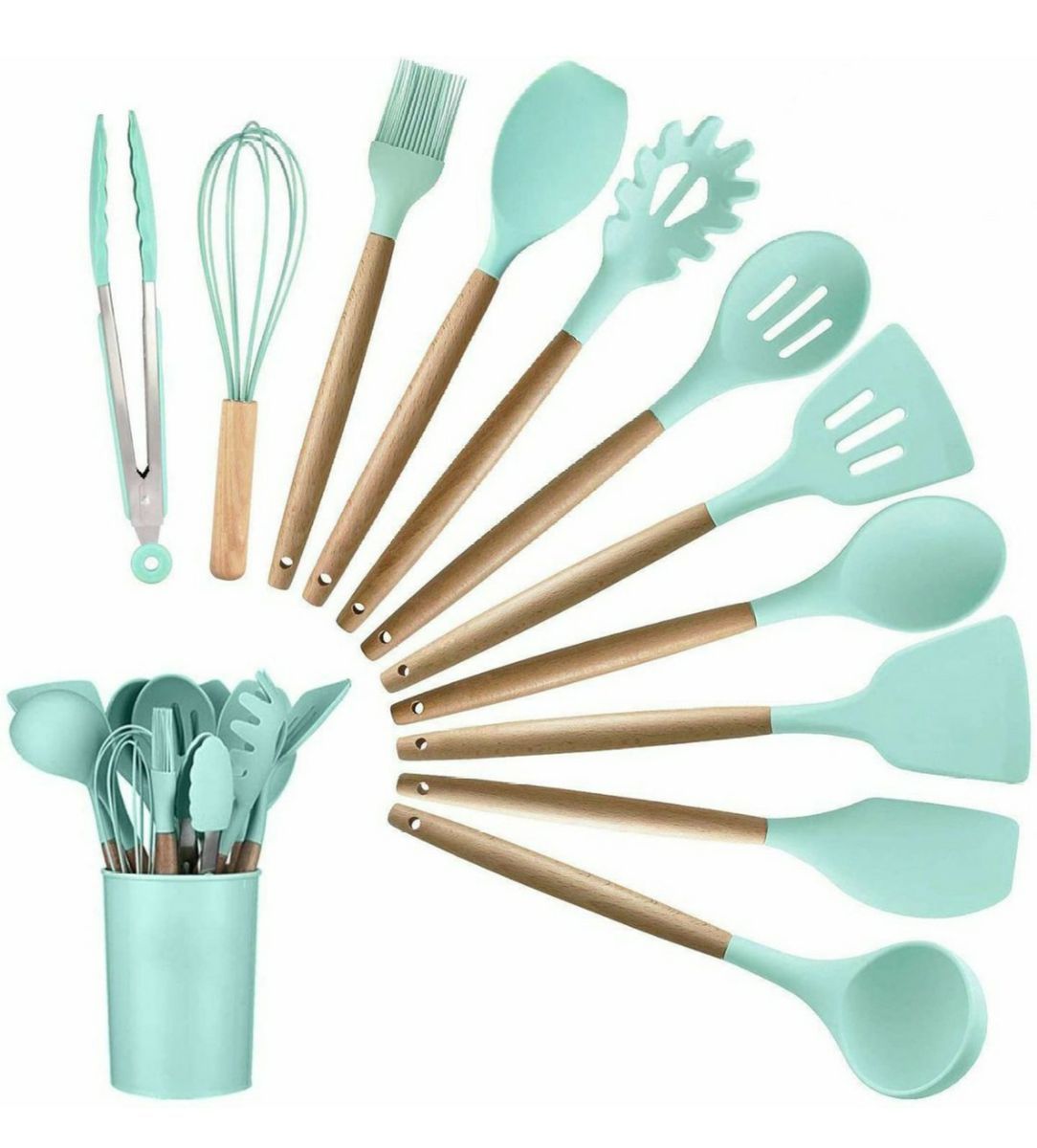 Silicone Kitchen Utensil Set - Light Green