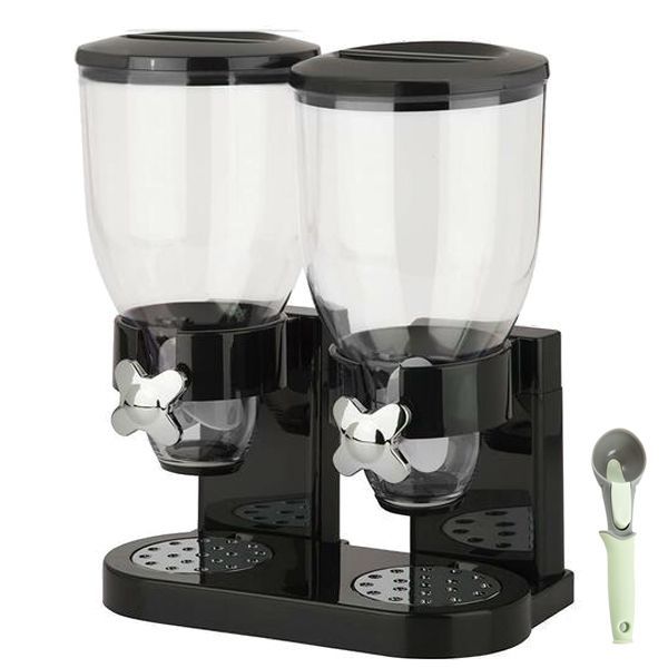 Double Cereal Dispenser with Scoop-Black