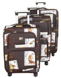 3 Piece Graphic Art PU Leather Travel Luggage Bag Set