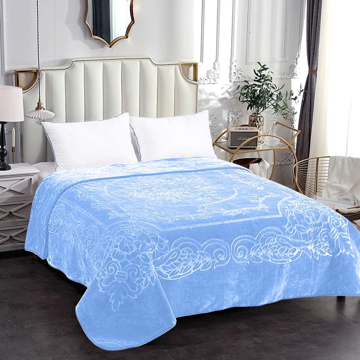 Camel - Luxury Mink Blanket 220x200cm - Warm Winter Fleece - Baby Blue
