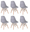 Wooden Leg Dining Chairs - Six Pack - Grey Colour