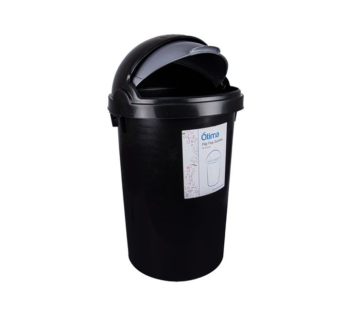 Dustbin - Flip-Top Dustbin - Plastic - Black - 25L - 2 Pack