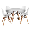 5 Piece Round White Table With 4 Chairs