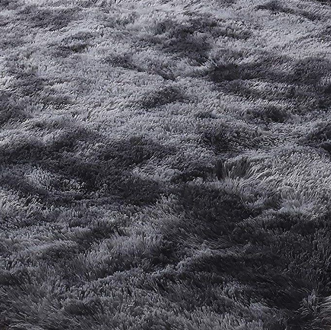 Light Fluffy Shaggy Rug/Carpet - Black &Grey