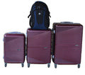 Purple 3-Piece ABS Luggage Set + Black & Navy Travel Backpack