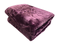 Queen Size Pure Mink Super soft Blanket Embossed Pattern - Dark purple