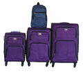 3-Piece Fabric Spinner Luggage Set with Navy Backpack - Purple