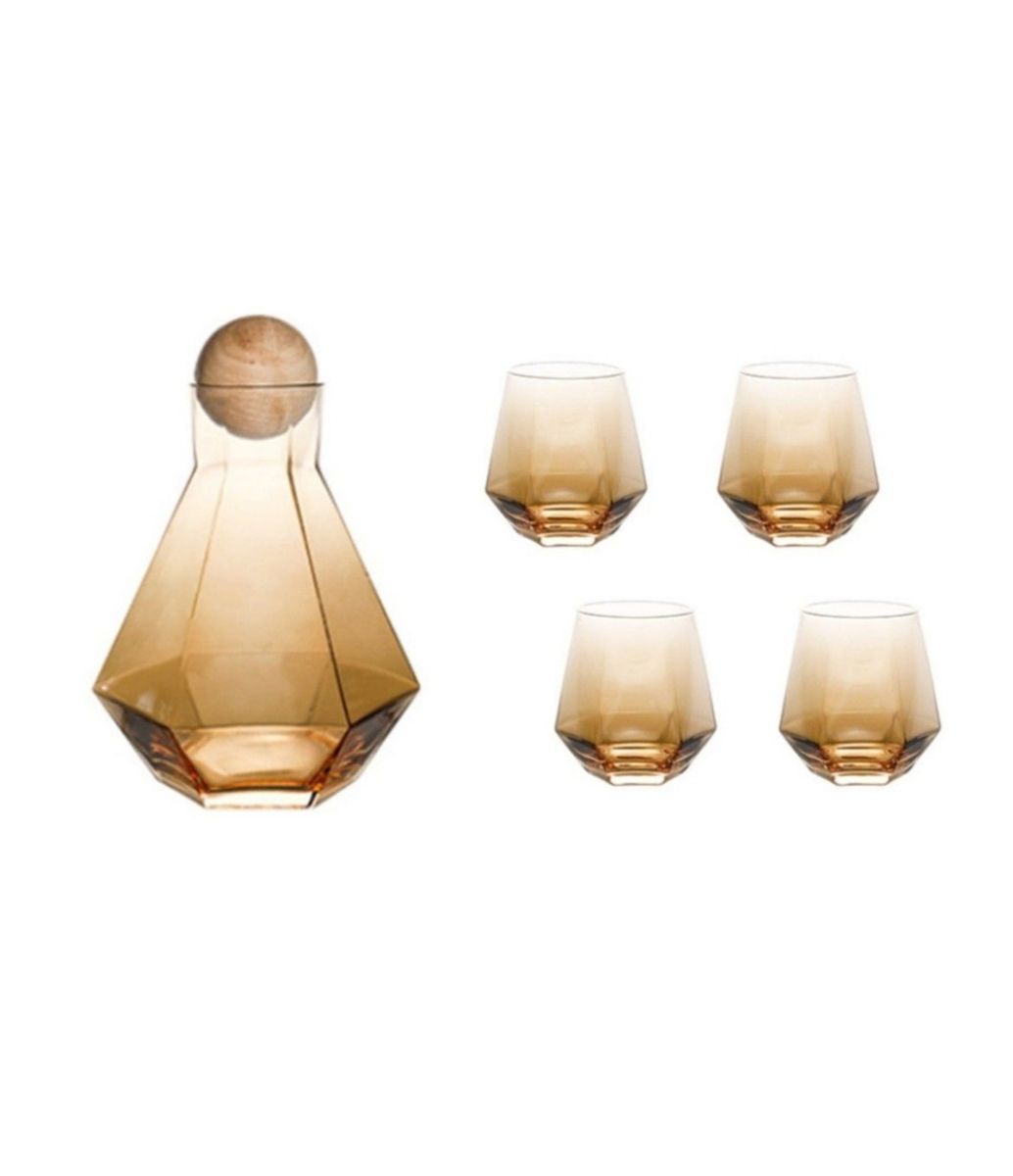 Nordic Style Geometric Decanter Set - Brown