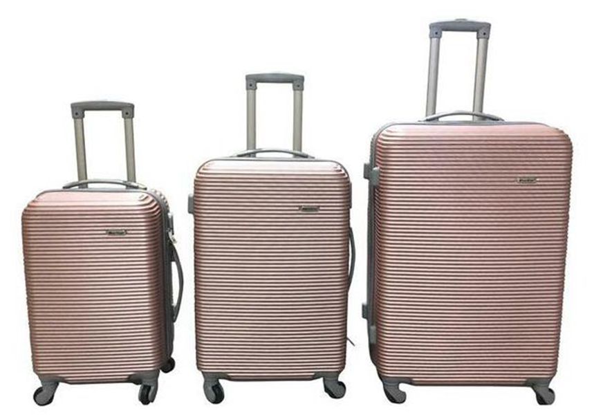 3 Piece Hard Outer Shell Luggage Set - Rose Gold