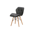 Modern Padded Dinging Chair With Solid Wooden Legs - Black