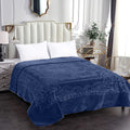 Camel - Luxury Mink Blanket 220x200cm - Warm Winter Fleece - Soft Navy
