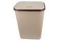 Two Tone Reed Weave Replica PVC Laundry Basket with Hinge Lid - Cream