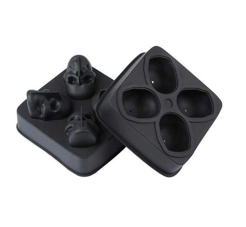 Skull Shape Silicone 3D Ice Cube Mold Tray - 4 Piece