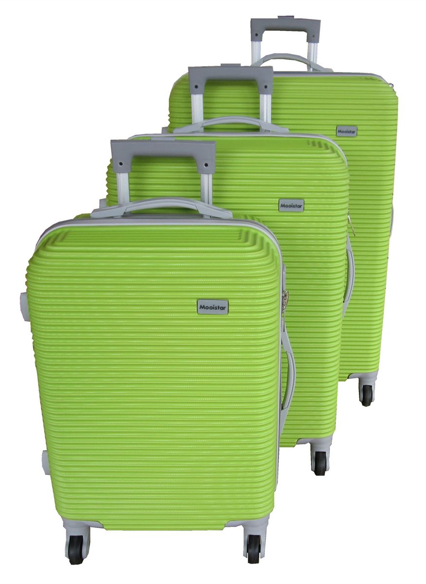 3 Piece Hard Outer Shell Light Luggage Set - Bright Lime Green