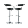 Bar Stools / Breakfast Chairs with Armrest - Set of 2 - Black