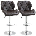 Diamond Padded Bar Stools - Set of 2 - Brown Colour