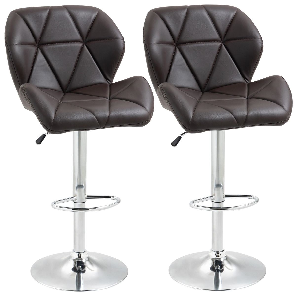 Diamond Padded Bar Stools - Set of 2 - Brown Colour