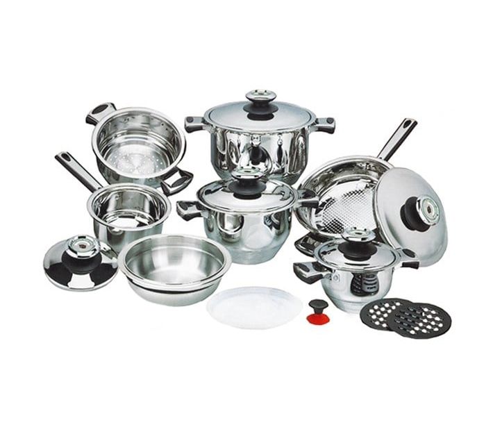 16 Piece Heavy Duty Induction Base Stainless Steel Cookware Set with Lids