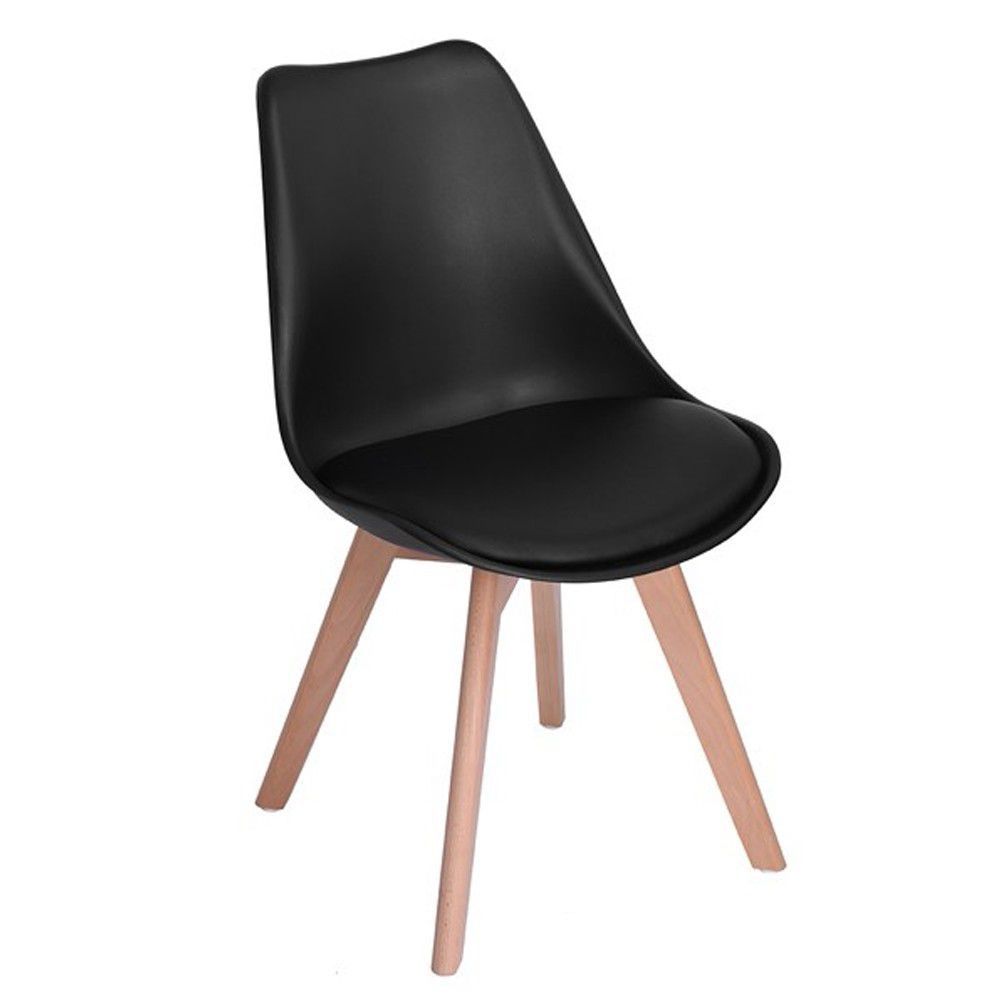 Modern Wooden Leg Chair - Black