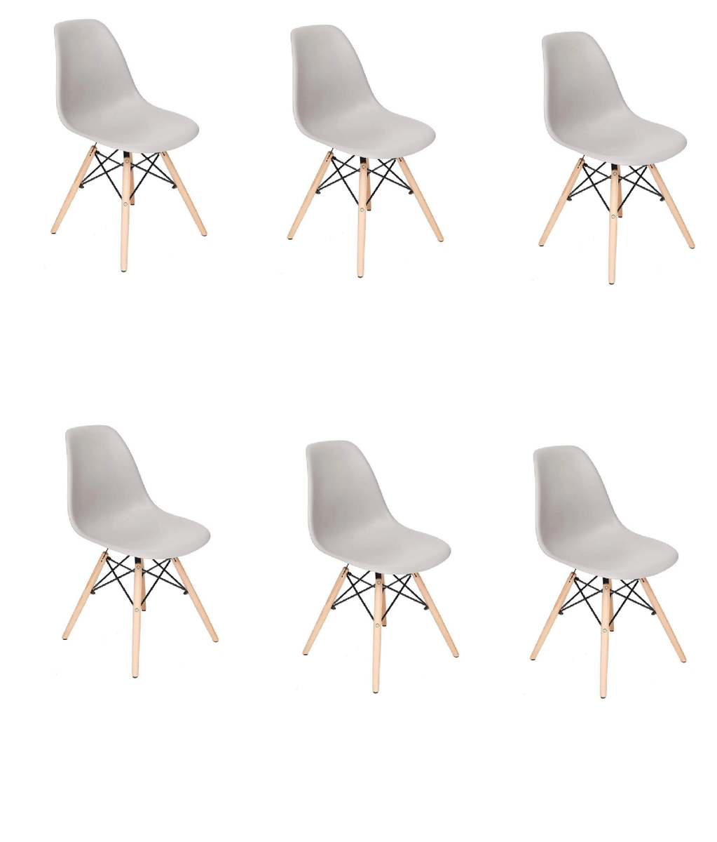 Proteas Wood Leg Chairs- Pack of 6-Grey