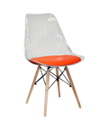 Transparent Padded Wooden Leg Chair