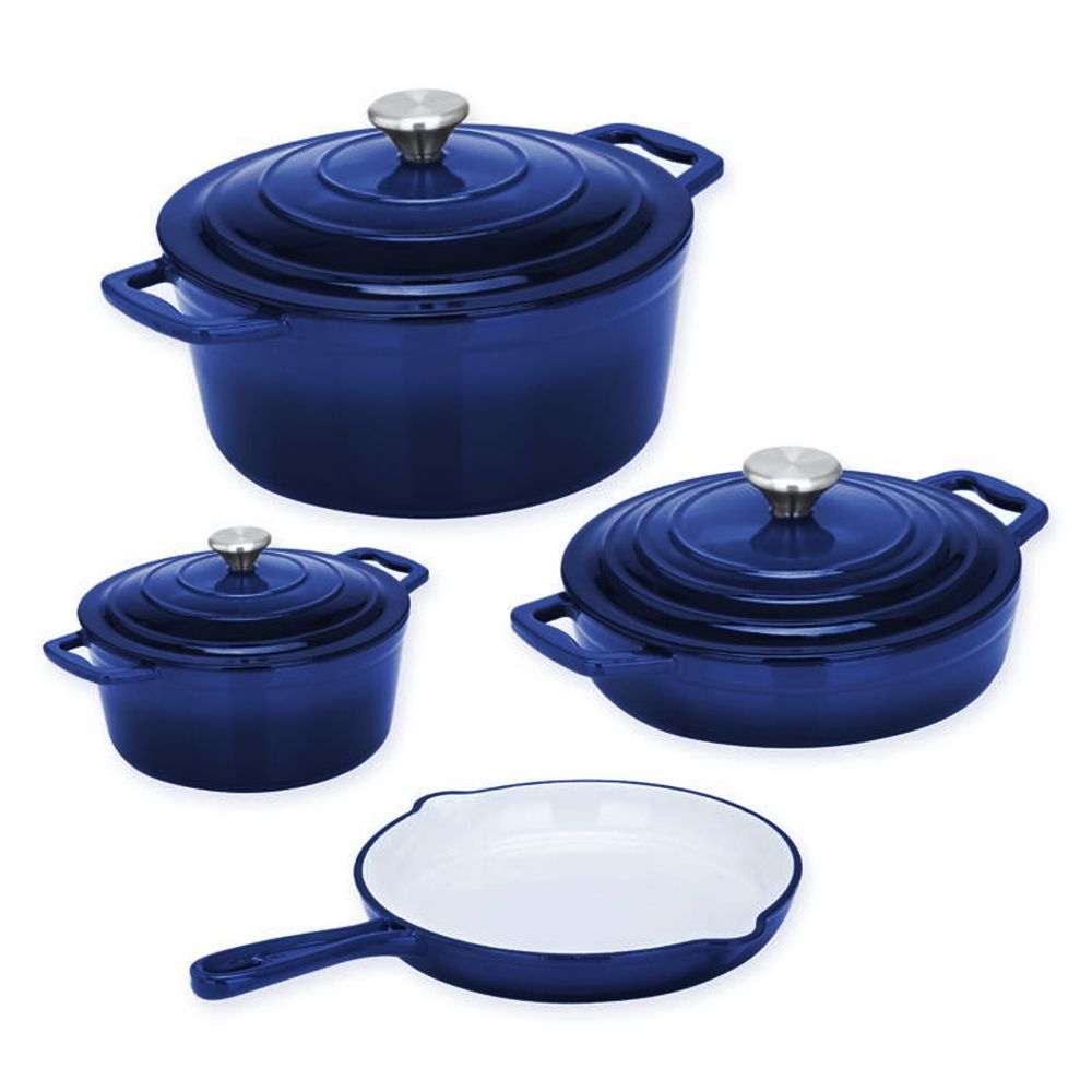 Delica- 7 Pieces Cast Iron Cookware Set - Blue