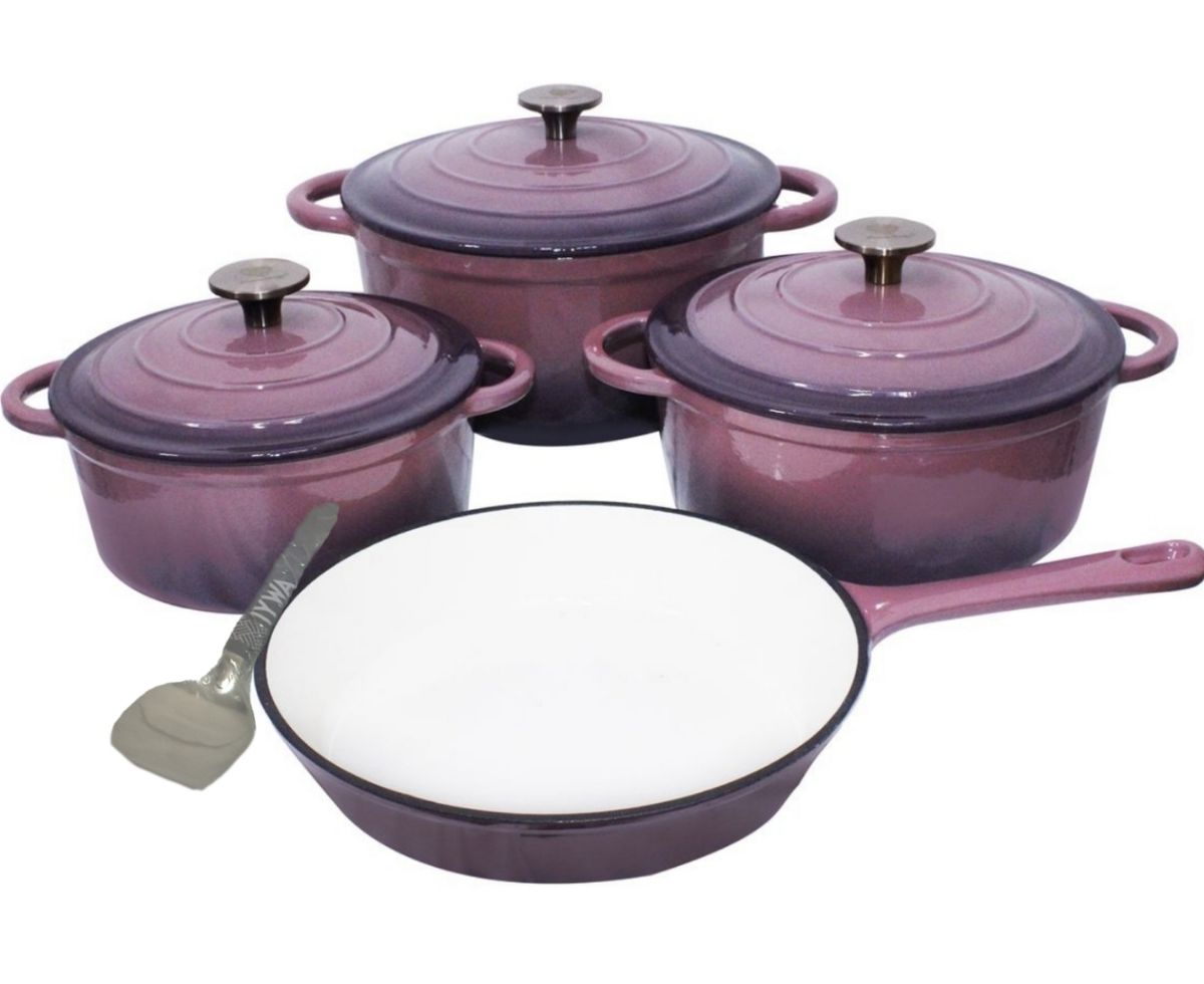 Quality Cast Iron Cookware Set & Complementary IYWA Serving Spoon - Violet