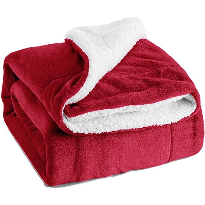Sherpa Fleece Blanket Throw - Red
