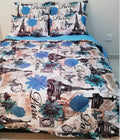 5 Piece Quilted Comforter Turquoise/Blue Paris - Queen